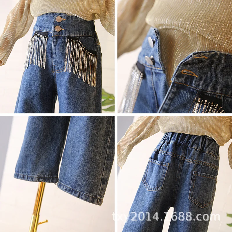 Детские джинсы коллекция года, новые осенние свободные джинсовые штаны ...