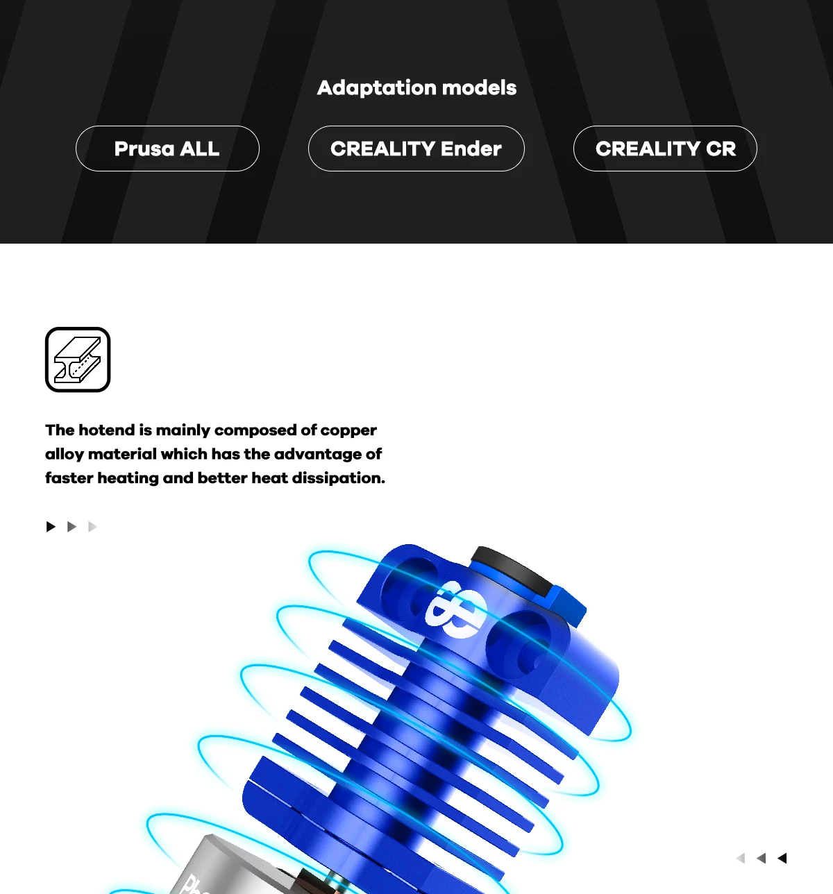 para extrusora Bowden DDB, Unidade direta V6 Hotend Prusa CR10 EnDER 3