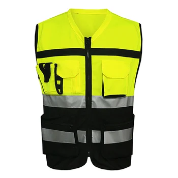 

Pockets Safety Vest Bright Reflective Strips Construction Traffic Cycling L