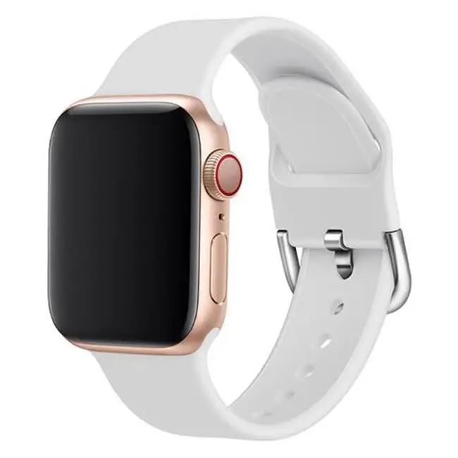 white Силиконовый ремешок Apple watch band 44 мм 40 мм iWatch band 42 мм 38 мм спортивный браслет ремешок для Apple watch 4 3 2 1 42/38/40 44mm - Цвет ремешка: white