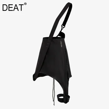 

DEAT 2020 new lace up legs single chain one shoulder summer asymmetrical black cotton halfbody skirt female WM25801L