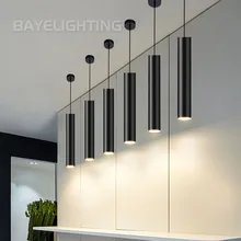 Светодиодный подвесной светильник, длинная трубчатая лампа, кухонный остров, столовая, магазин, бар, украшение, цилиндрическая труба, подвесной светильник, кухонная лампа, точечный светильник