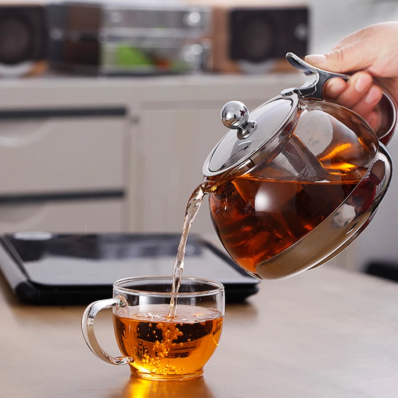 

2017 700/1200ML Heat-resistant Glass Tea Infuser Tai Chi Tea Pot With Filter Stainless Steel Faced Modern Infuser Teapot Herbal