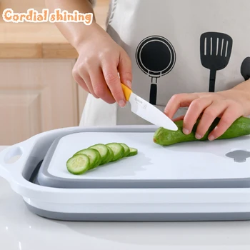 

Cordial Shining kitchen Folding Cutting Board Plastic Multifunction 2in1 Home Drain Basket Chopping Board
