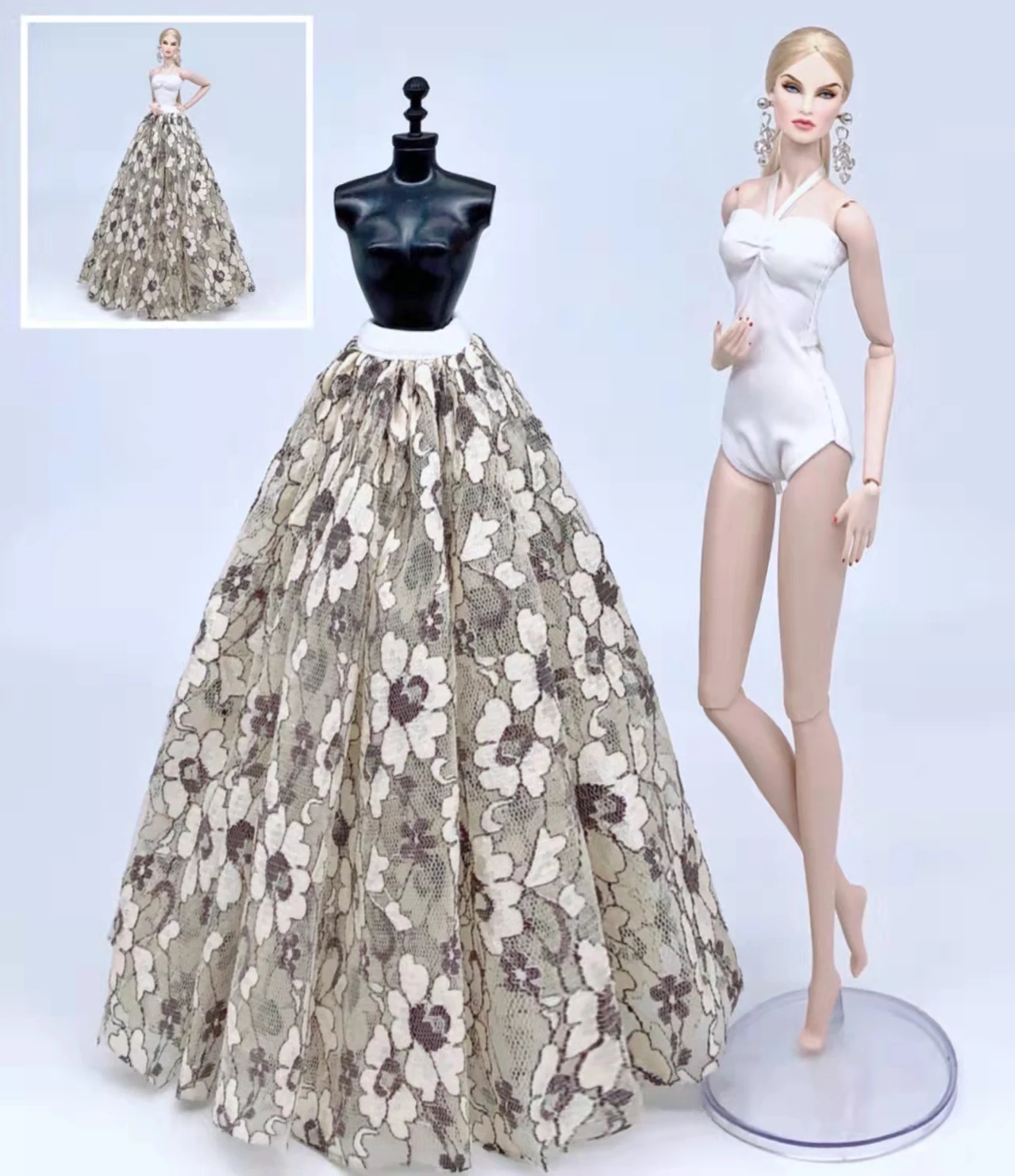 

11.5" Doll Outfits 2pcs/set Khaki Floral Bikini & Skirt for Barbie Clothes Swimwear Monokini Swimsuit 1/6 BJD Dolls Accessories
