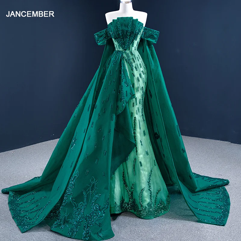 J67231 Simple Elegant Short Sleeve Green Evening Dress 2020 Lace Up Back A-Line Floor-Lenght Appliques 1