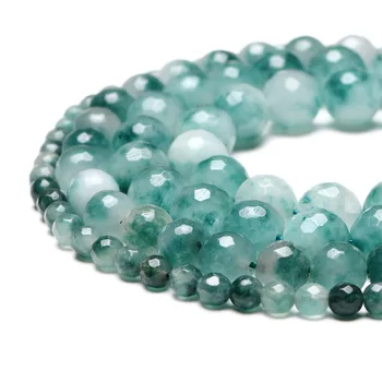 

Faceted Natural Green leaf Chalcedony Jade Beads 6 8 10 12 mm Pick Size Gemstone Accessories Beads For Jewelry Making Wholesale