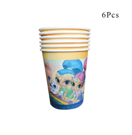 Cup 6pcs Мерцание и блеск тема одноразовая посуда для вечеринки посуда бумажные чашки тарелки салфетки Беби Шауэр детский день рождения принадлежности - Цвет: Cup 6pcs