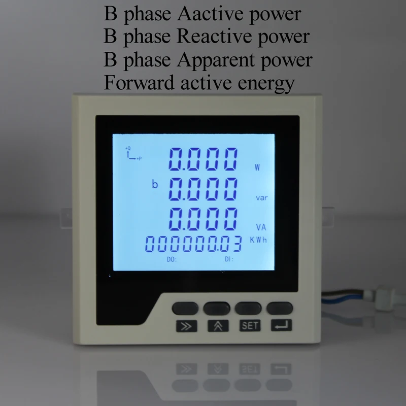 

Multifunction power meter LCD digital display A V W kWh cos Hz Var panel meter with RS485 communication Modbus-RTU protocol