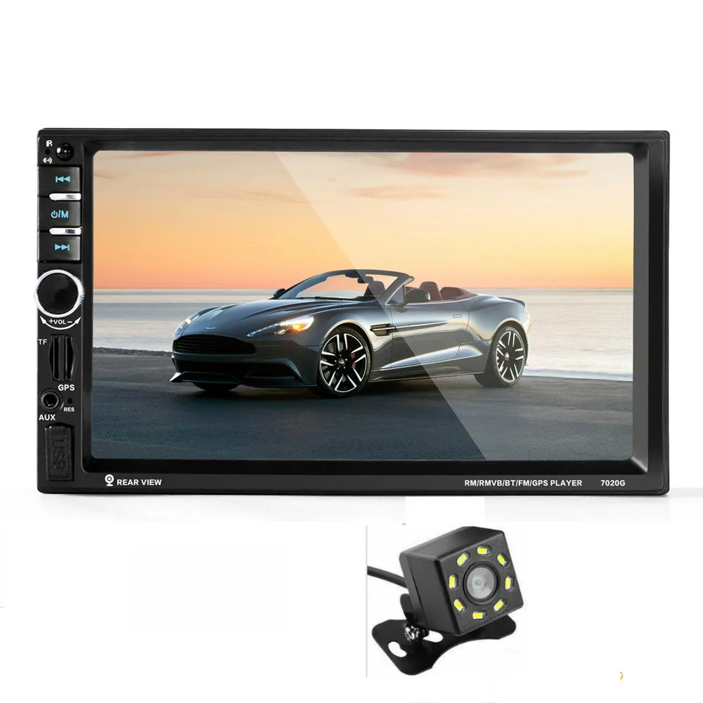 8LED cam no map 7 дюймов 2 Din HD Автомагнитола сенсорный экран 7021G Bluetooth FM радио аудио стерео Mp3 Mp5 плеер камера заднего вида 2din Авторадио - Цвет: 8LED cam no map