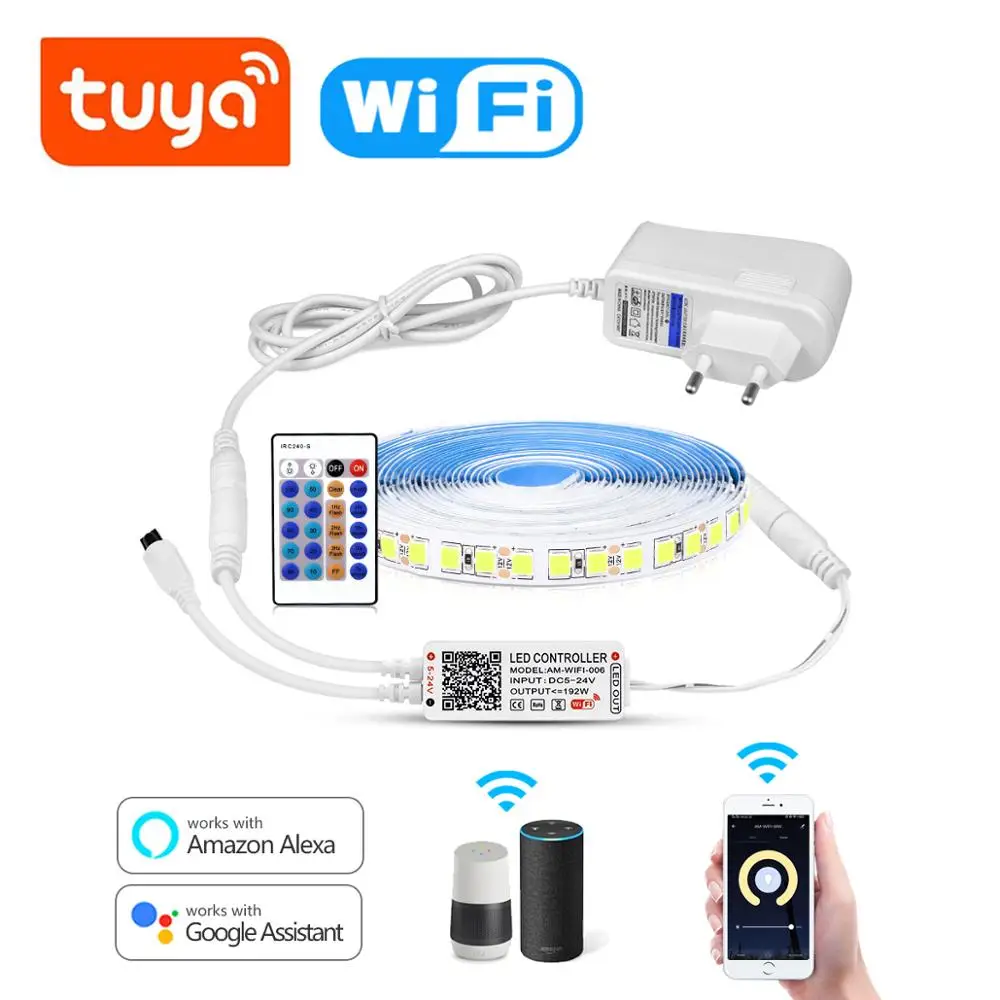 Гибкая лента с диодами высокой яркости Tuya Smart Life Wi Fi Φ 4040 SMD домашнее декоративное