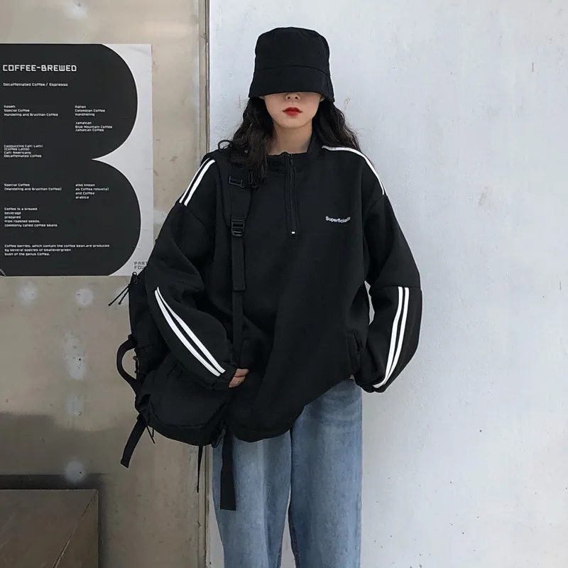 

Women's Sweatshirts Japanese Harajuku Ulzzang Vintage Ins Letter Print Loose Sweatshirt Female Korean Kawaii Clothing For Women