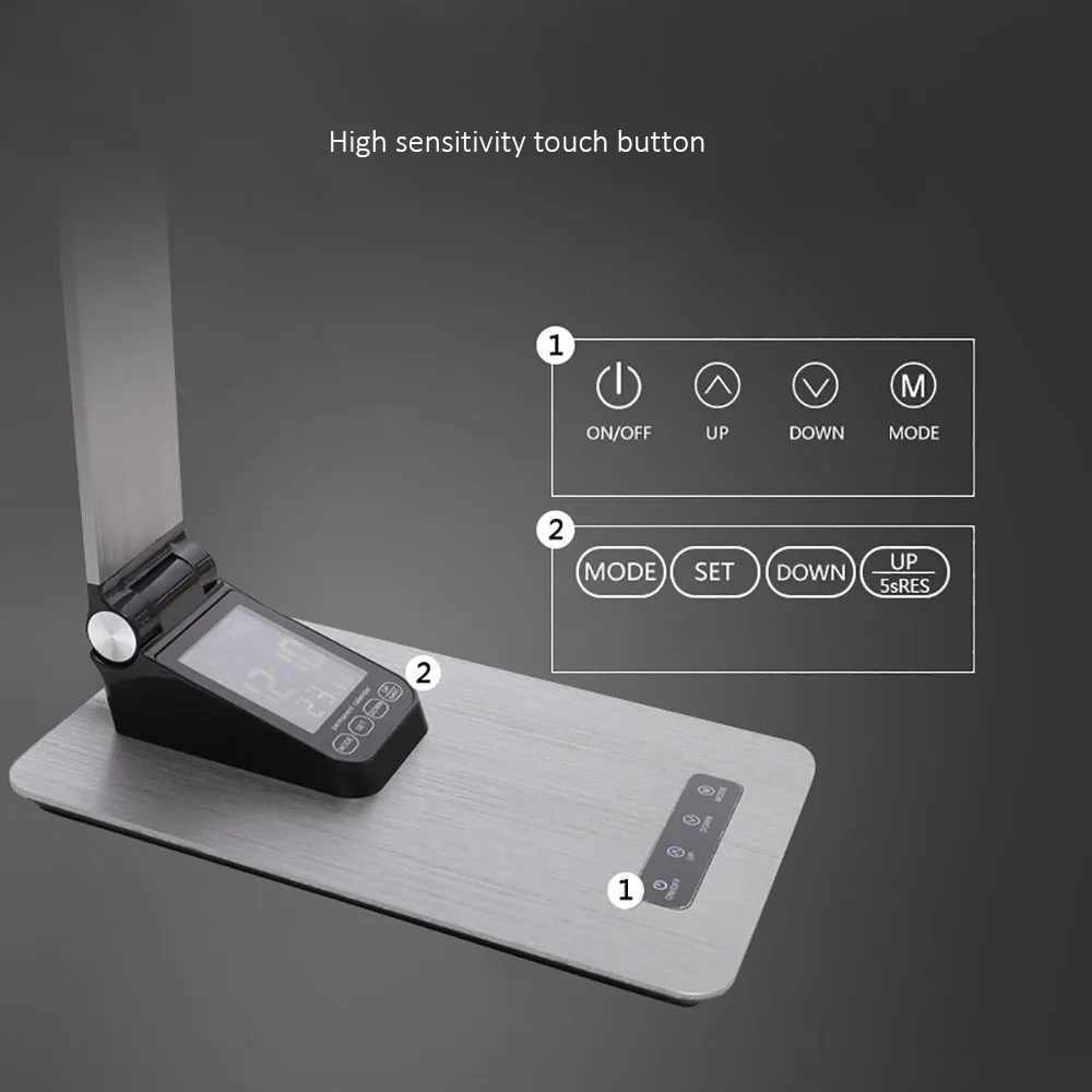Usb перезаряжаемая Светодиодная настольная лампа, часы с календарем, беспроводная лампа для чтения, умный сенсорный датчик, управление, складной Mac стиль для студентов