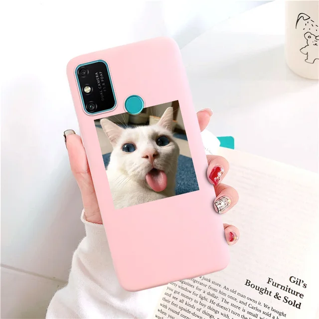 For Huawei Honor 8S 8A 8C 8X 6X 6C 9A 9C 9S 9X Lite 7C 7A Pro Case Cute Cat Matte Candy Silicone Cover Honor V10 V20 V30 X10 V9 009U133