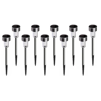 

10Pcs Solar Pathway Lights, LED Landscape Lighting Waterproof Stainless Steel Solar Garden Lights Stake Lights,White