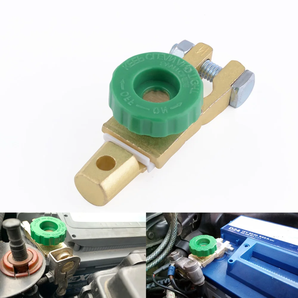 Battery Master Disconnect Switch Cut-off Battery Disconnect Terminal Link Switch Universal Car Van Boat Car Truck Auto Vehicle Parts with Green Knob Newseego Car Battery Isolator Switch 