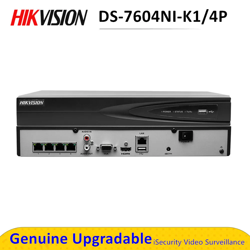 Hik оригинальный DS-7604NI-K1/4P 4CH POE встроенный Plug &amp Play 4 к PoE NVR для IP Камера CCTV Системы