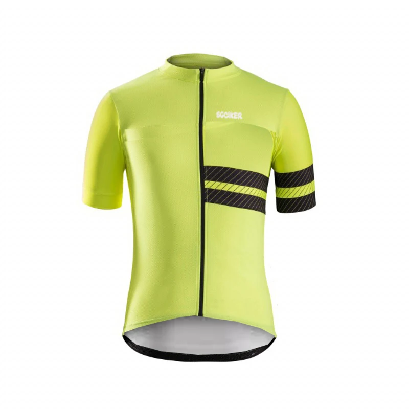 SGCIKER Pro fit white classic cycling jersey summer laser cut bike maillot MTB Short sleeve Ropa Ciclismo quick dry cycle jersey - Цвет: gluor yellow