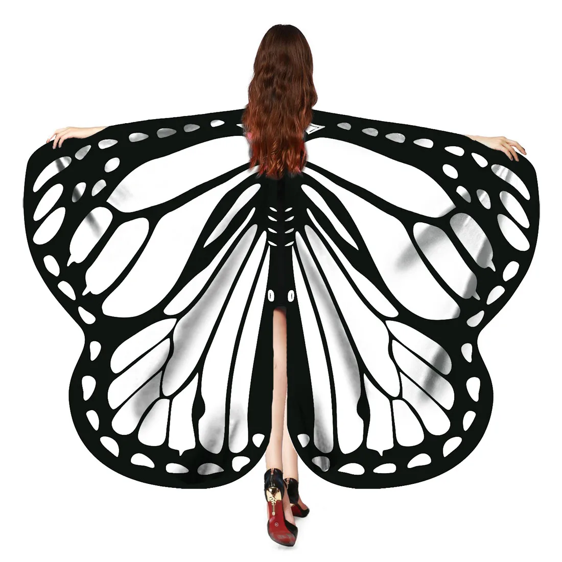Хэллоуин Вечеринка женщины дамы косплей одежда крылья волшебной бабочки костюм шаль принцессы накидка холлоуин платье-плащ - Цвет: P
