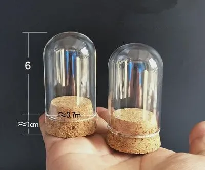 2pc D3.7H6 base dome 2 шт./упак. диаметр = 3,7 см Высота = 6 см 10 см пробковый стиль стеклянный купол гербарий бутылка для хранения DIY стеклянная ваза в виде пробирки - Цвет: 2pc D3.7H6 base dome