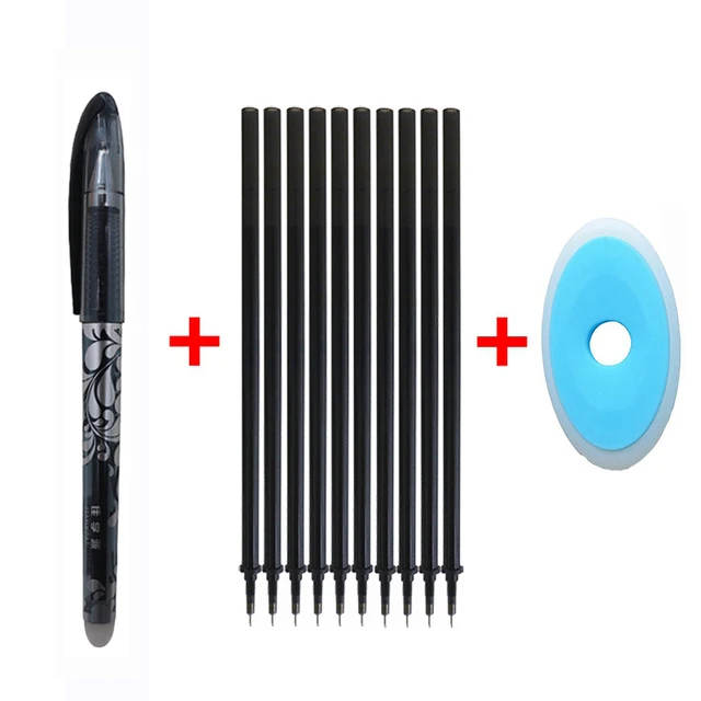 12 Pcs/Set Office Gel Pen 0.5mm Erasable Pen Refill Rod Blue/Black/Red Ink Magic Pen for School Writing Supply Kawaii Stationery Black ink