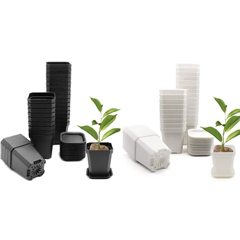 

30 Pack 3 Inch Plant Nursery Pot, Square Flower Planting Pot with Tray Nursery Pot