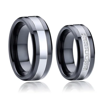 

Luxury Black Ceramic jewelry 6mm Finger Ring marriage couple wedding rings for men and women Lover's Alliance