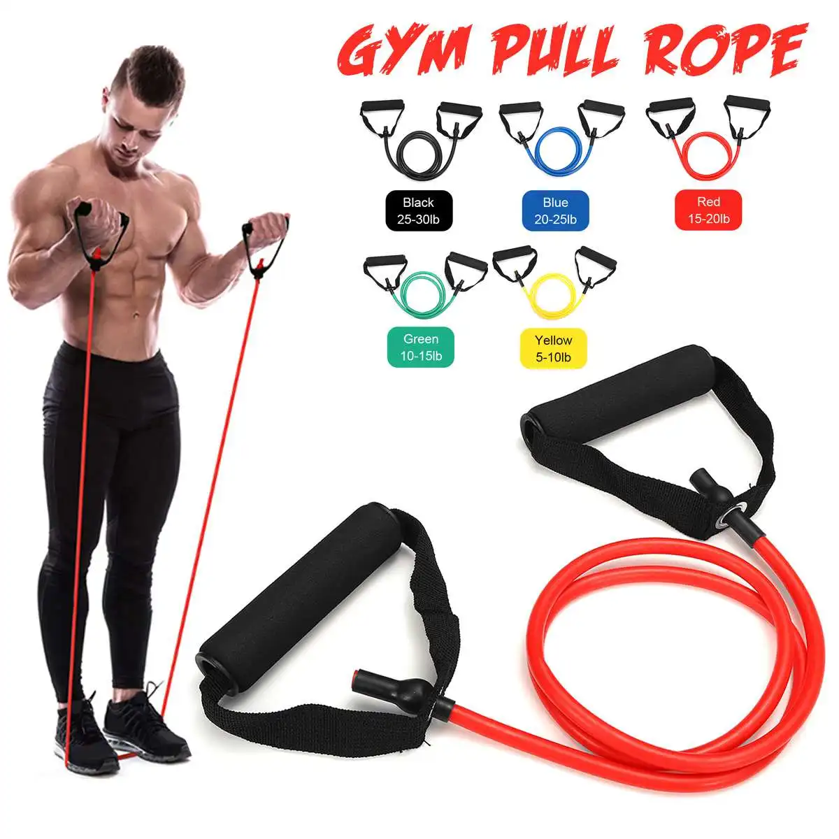 140cm Yoga Elastic Pull Rope Resistance Bands Home Fitness Gym Fitness Equipment Expander