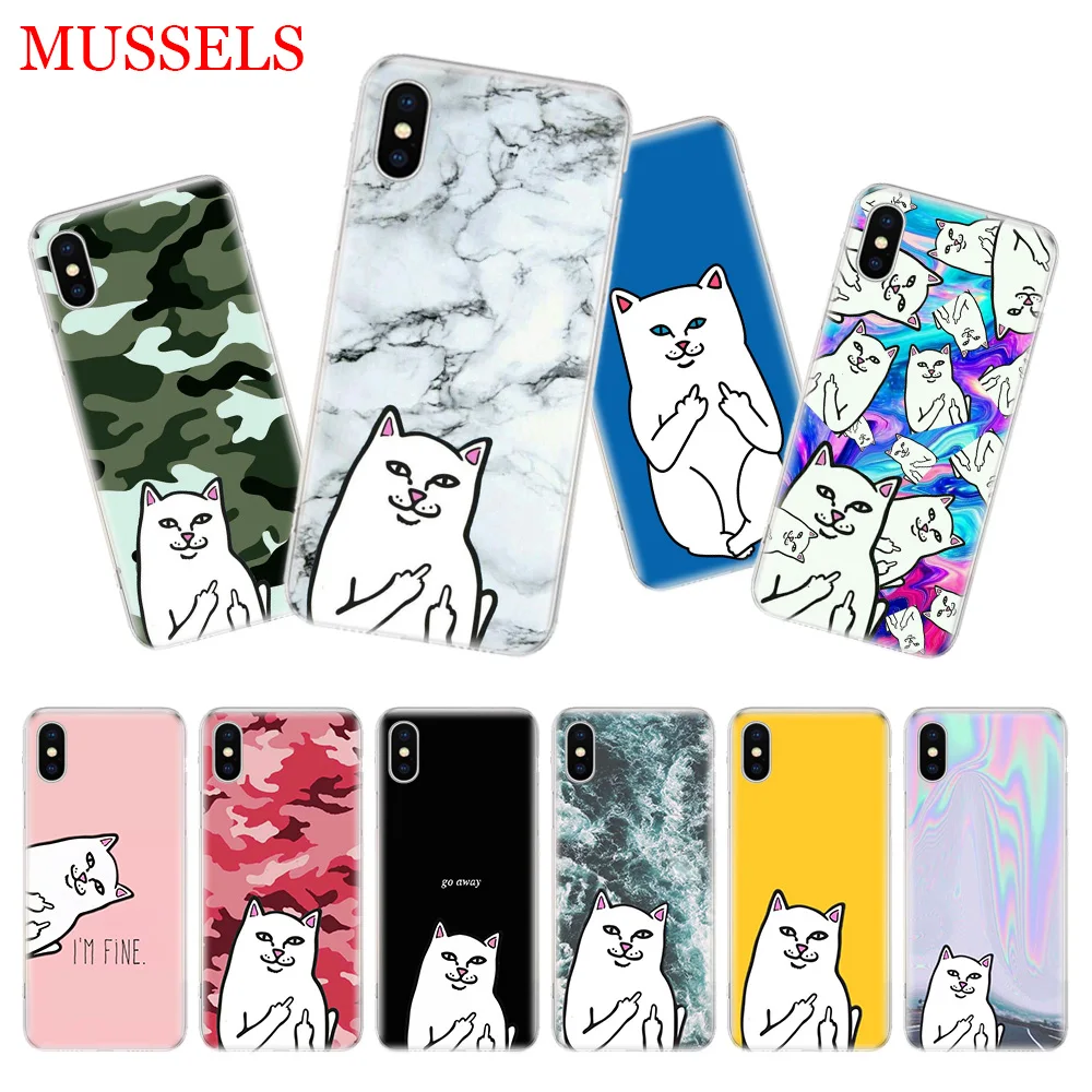 

Rip N Dip Cat Print Funny Fashion Phone Case For iPhone 7 8 6 6S Plus X 10 Ten XS MAX XR 5 5S SE Customized Art TPU Cover Coque
