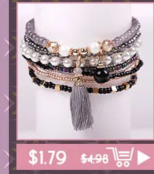 Ethnic Bohemian Tassel Beach Charm Bracelets For Women Boho Multilayer Beads Crystal Beaded Jewellery Bracelet Set Femme 2019
