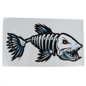

Waterproof Vinyl Decals, Car Auto Body DIY Sticker Decoration - 2x Shark Teeth Mouth Decals + 2x Fish Skeleton Decals