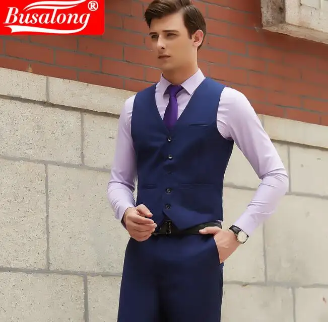 blue Men vest Женский однобортный жилет Зимний Шерстяной серый синий черный фиолетовый v-образный вырез элегантное Формальное пальто плюс размер мужской жилет - Цвет: blue Men vest