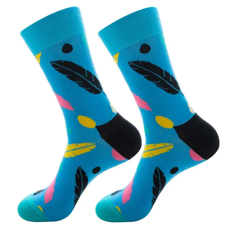 Women Colorful Combed Cotton Socks Shark Skull Pattern Long Tube Happy Men Socks Novelty Skateboard Crew Casual Crazy Socks - Color: 8