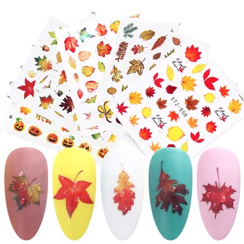 

1pcs Leaf Stickers For Nails Autumn Maple Pumpkin Water Transfer Slider For Nail Art Manicure Watermark Decoration JISTZ856-859