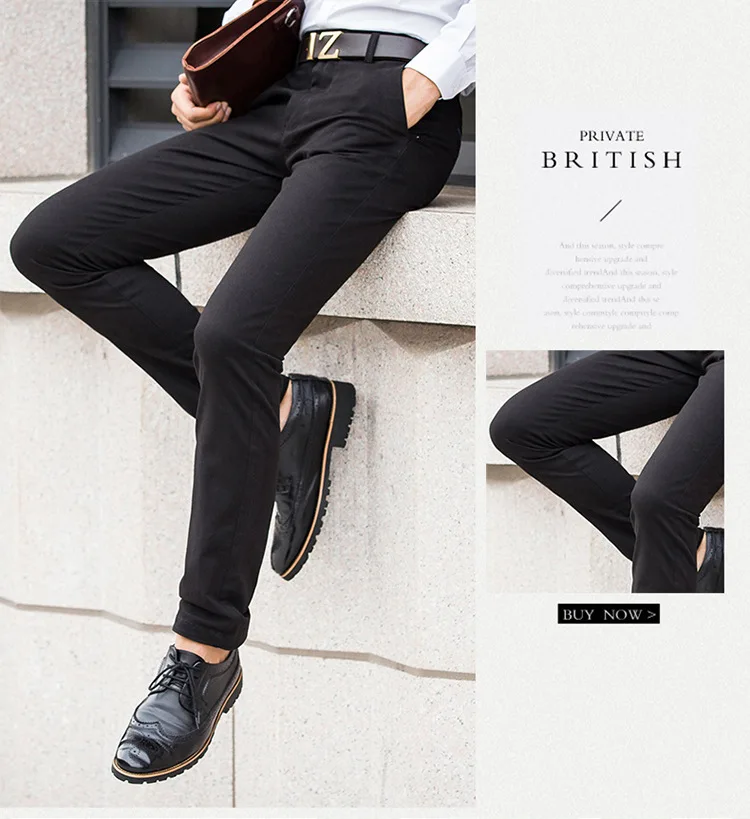A Generation of Fat Spring And Summer-Ultra-stretch Casual Pants Young MEN'S Slim Fit Straight-Cut Pure Cotton Long Pants Fashio