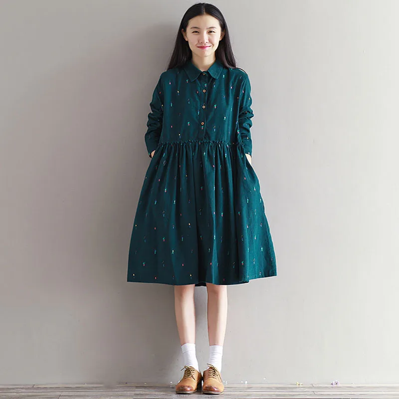 Мода 2020 винтажная одежда платья для женщин свободные с длинным рукавом Vestidos casuales