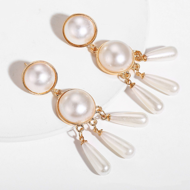 Style Simulated Pearl Earrings For Women Personality Geometric Female Elegant Earring Jewelry Valentine's Day Girl Gift