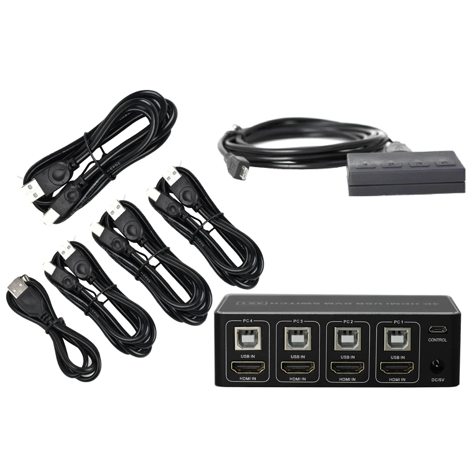 4 портовый HDMI KVM переключатель 4K USB в 1 4KX2K/60HZ win10/8/mac os. ПК ноутбук|KVM-переключатели| |