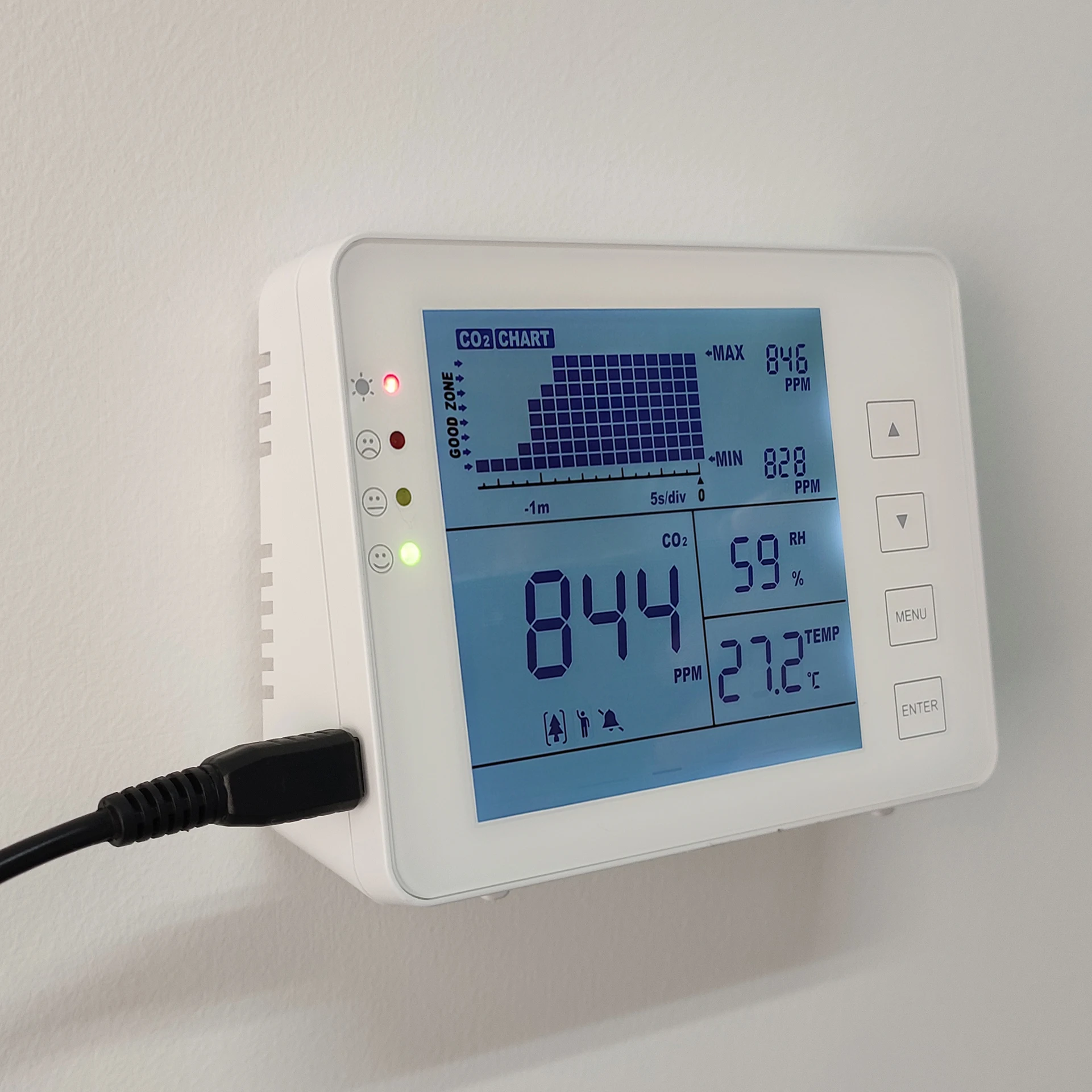 

Wall Mount Digital Carbon Dioxide Monitor Indoor Air Quality Temperature RH CO2 Meter Sensor Controller