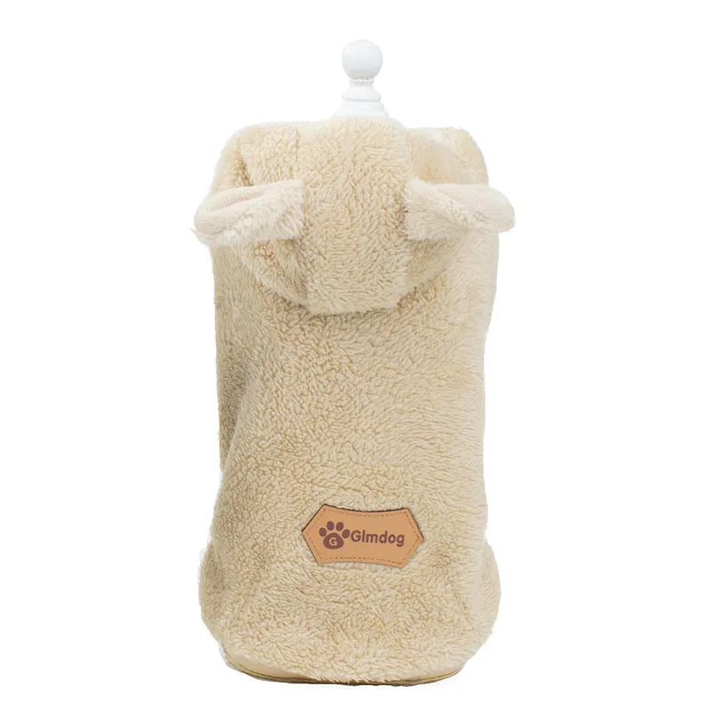 Dog Clothes Autumn and Winter Super Thick Small Puppy Dog Costume Grey Yellow Colors S-xxl Sizes Bulldog Dog Jacket Winter - Цвет: Бежевый