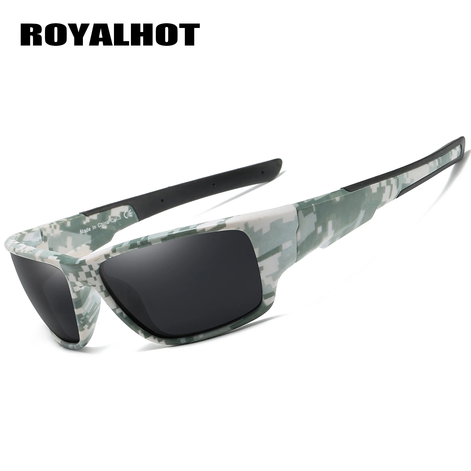 RoyalHot, мужские, женские, поляризационные, квадратная оправа, спортивные солнцезащитные очки, Ретро стиль, солнцезащитные очки, 900194 - Цвет линз: Camouflage Grey