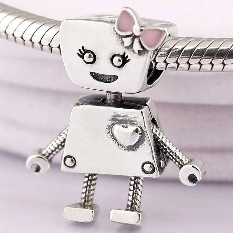 

Original Cute Bella Bot A Big Heart And Lots Of Character Robot Beads Fit 925 Sterling Silver Charm Pandora Bracelet Diy Jewelry