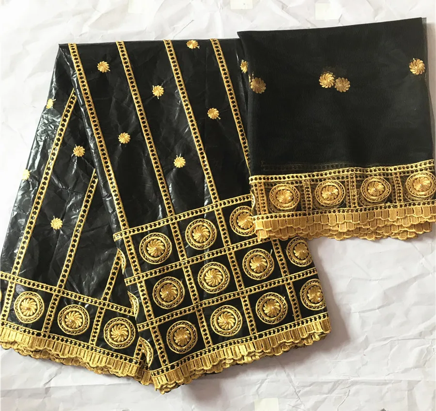 Таз riche getzner высокое качество кружева хлопок базен riche ткань с нигерийской кружевной ткани 5+ 2 ярдов/партия KY-31