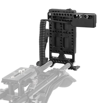 

CAMVATE Quick Release V-Lock Mount Plate Battery Plate Power Supply Splitter With15mm Rod Clamp For DSLR Camera Battery Mounting