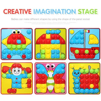 

3D Puzzles Toys for Children Creative Mosaic Mushroom Nail Kit Buttons Composite Assembling Kids Enlightenment Educational Toys