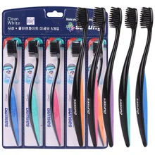 Пятицветная углеродная зубная щетка с ручкой 5 шт. очистка полости рта уход за грудью в Корейском стиле пять взрослых бамбуковый уголь мягкая щетина