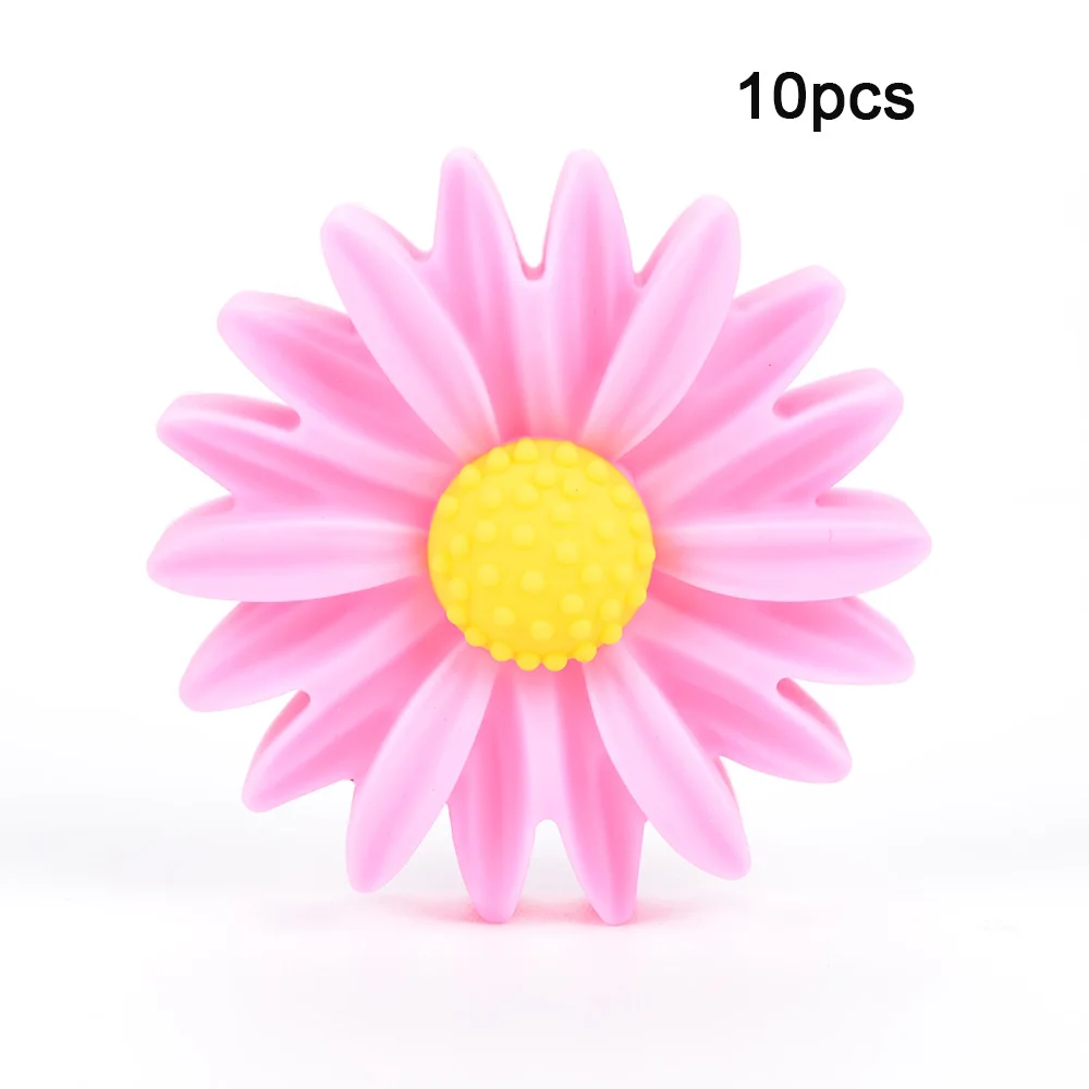 LOFCA 10pcs Baby Silicone Daisy Clip Baby Oral Care Pacifier Clip Holder baby silicone teether clip Pacifier Chain Accessories - Цвет: pink