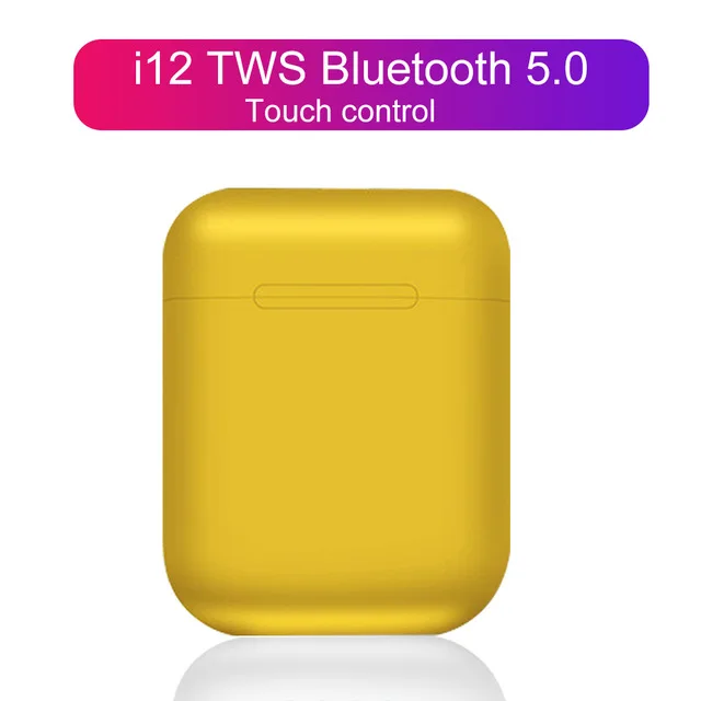 i12 matte yellow I12 TWS Беспроводной наушники Bluetooth 5,0 Наушники Стерео гарнитуры Беспроводной наушники pk i11 i20 i30 TWS i60 i80 TWS i200 - Цвет: i12 matte yellow