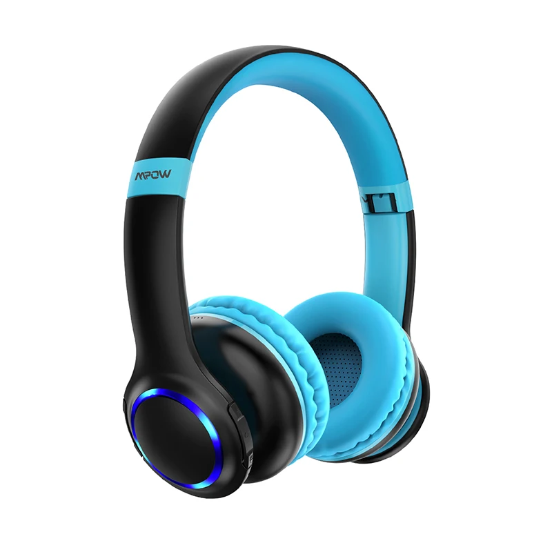 Mpow CH9 Bluetooth детские наушники Складная гарнитура с микрофоном светодиодный светильник 85dB ограничение громкости для детей мальчиков девочек подростков - Цвет: Blue Kids Headphone