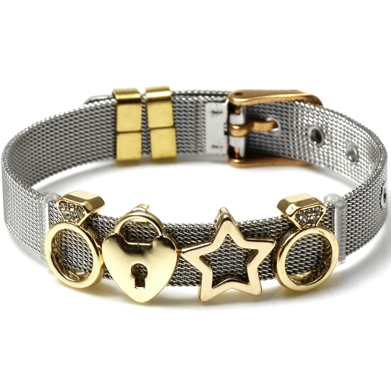 YD016-Gold SEIALOY, нержавеющая сталь, сетка, браслеты с подвесками для женщин и мужчин, Европейская мода, Лаки, божья коровка, пчела, новые часы браслет-цепочка, браслет, подарок - Окраска металла: YD016-Gold